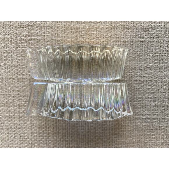 Vtg Iridescent Paper Weights Set Of 2 Art Glass Gold Bottom Leaf 3" Paperweights - Picture 7 of 10